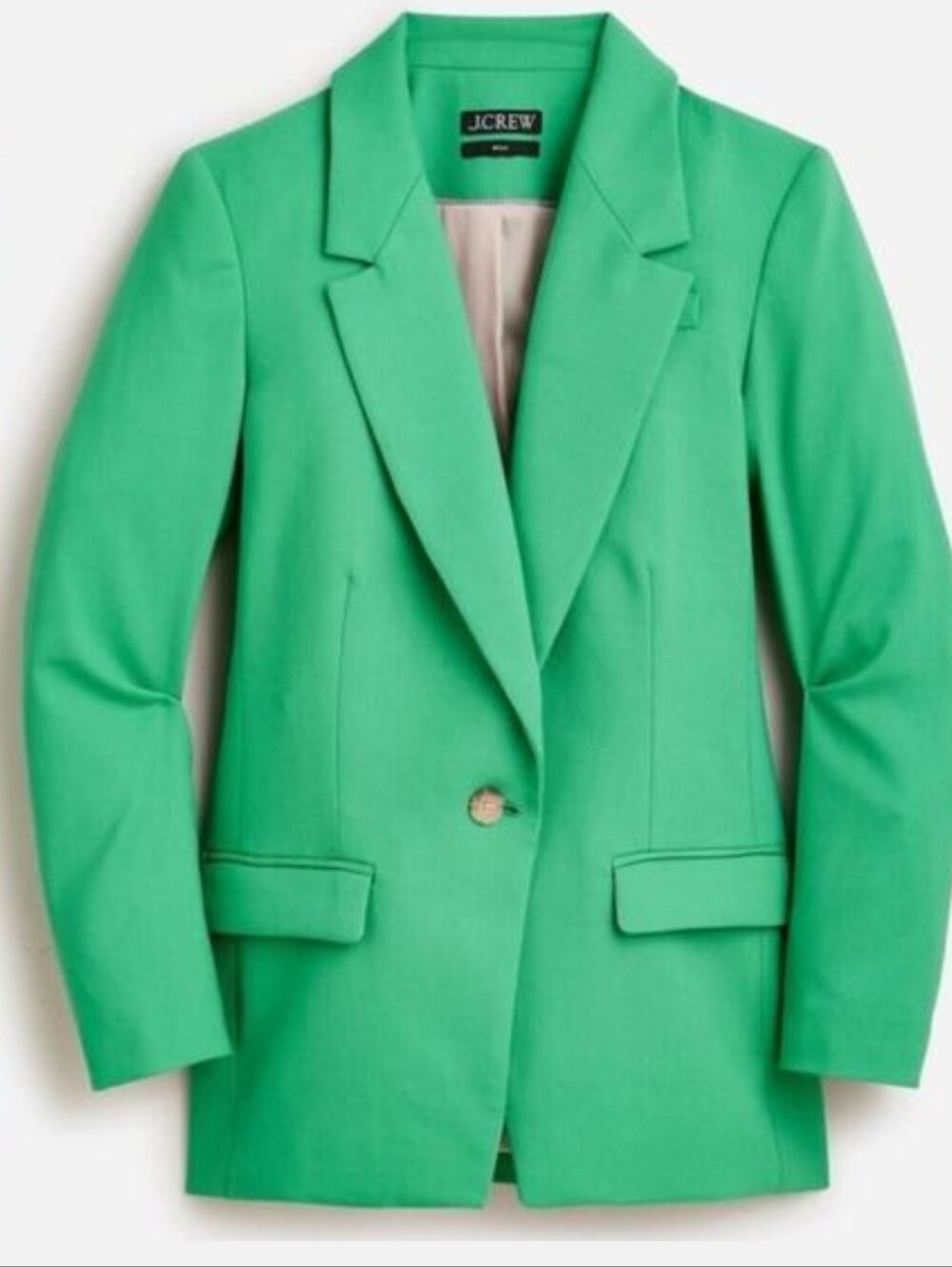 J Crew Willa Size 12 Tailored Green Single-Button Blazer